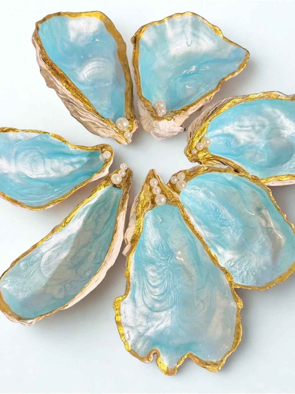 Handmade oyster shell ring jewelry holder trinket dish